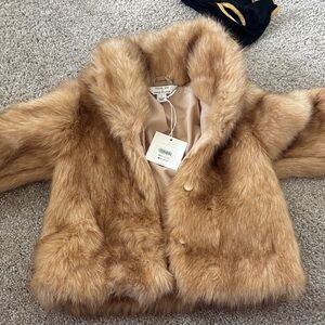 Janie and Jack Faux Fur Kids Coat in Brown